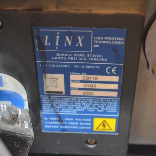 Linx Model 4900 S/S 2 Line Print IP55 Washdown Ink Jet Coder