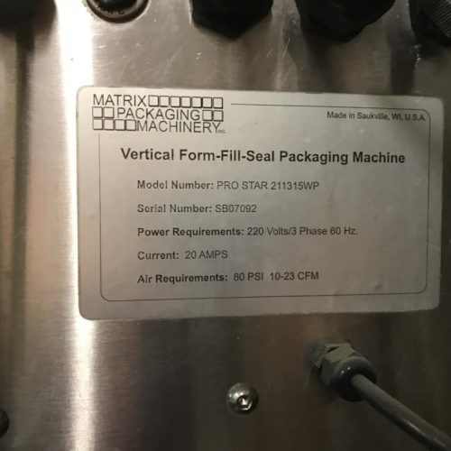 Matrix Model Pro Star 211315WP S/S Frame VFFS Machine