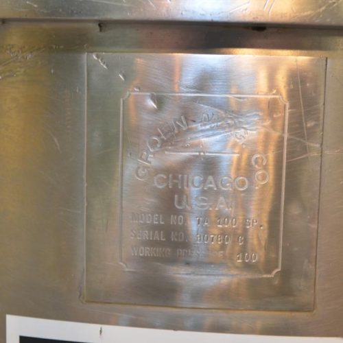 100 Gal Groen TA100SP S/S Dbl Motion Jacketed Kettle with Heater, PD Pump and Filter