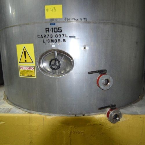 19,500 Gallons Capacity (Approx.) Vertical S/S Single Wall Tank