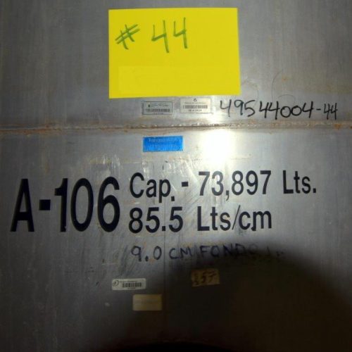 19,500 Gallons Capacity (Approx.) Vertical S/S Single Wall Tank
