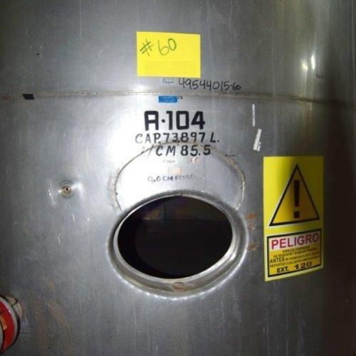 19,500 Gallons Capacity (Approx.) Vertical S/S Single Wall Tank