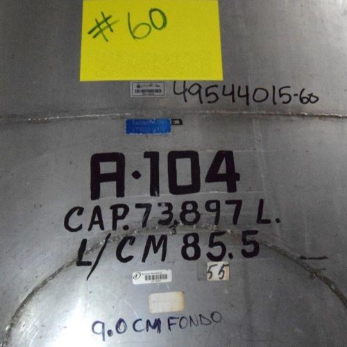 19,500 Gallons Capacity (Approx.) Vertical S/S Single Wall Tank