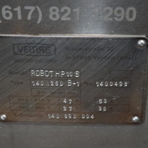 Vemag Model Robot HP10S S/S Vacuum Stuffer with Trolley Hoist