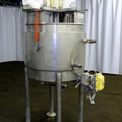 100 Gallon S/S Vertical Jacketed Sweep Scrape and High Shear Agitated Kettle