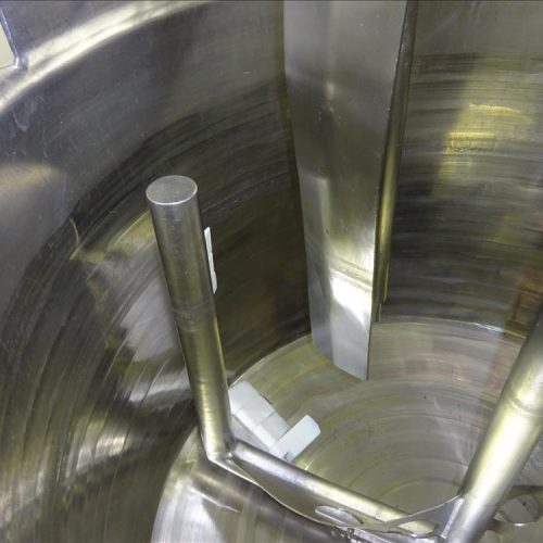 100 Gallon S/S Vertical Jacketed Sweep Scrape and High Shear Agitated Kettle