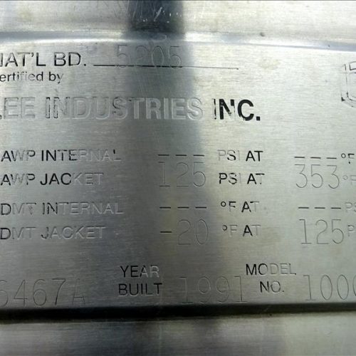 100 Gallon Lee Industries Model 100D 316S/S Jacketed Kettle