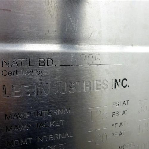 100 Gallon Lee Industries Model 100D 316S/S Jacketed Kettle