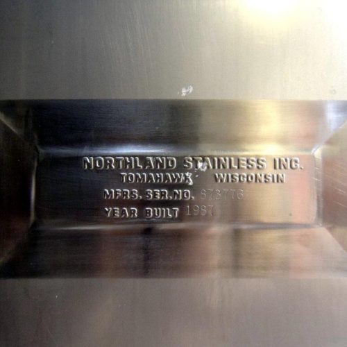 8,000 Gallon Northland Vertical 316 S/S Single Wall Agitated Tank