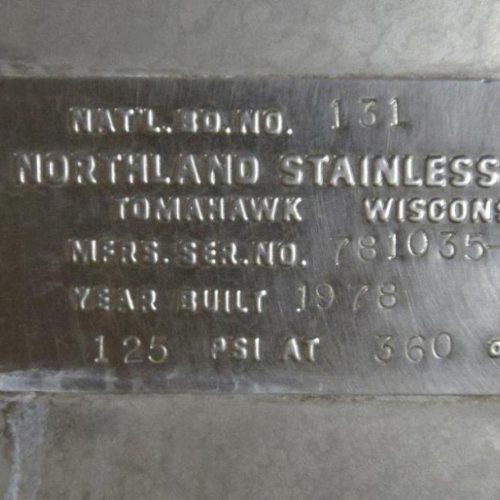 8,000 Gallon Northland Vertical 316 S/S Jacketed Agitated Tank