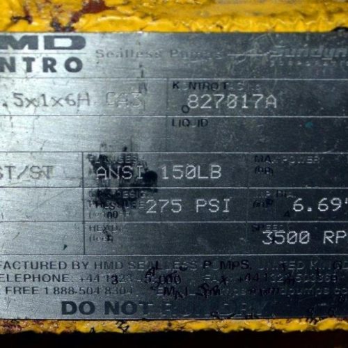 Kontro Model GSA 7.5 HP 316 S/S Centrifugal Pump