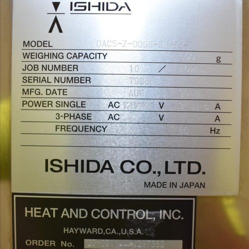 Ishida Model DACSZ006SSBSSI Combination Checkweigher with CEIA Metal Detector