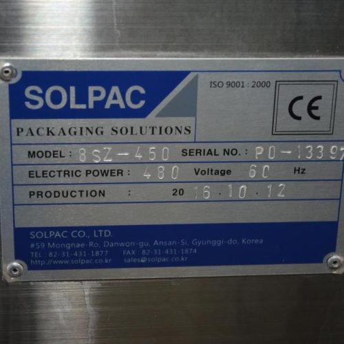 Viking Solpac Model 8SZ450 S/S 40 PPM Rotary Pre Made Pouch Filler and Sealer