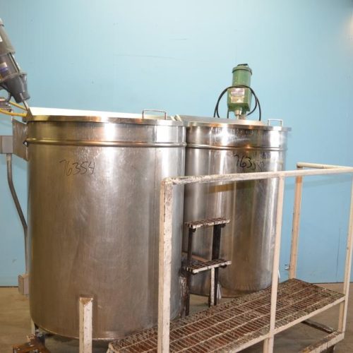 (2) 200 Gallon Vertical S/S Single Wall Prop Agitated Tanks on Common Platform