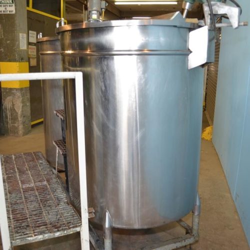 (2) 200 Gallon Vertical S/S Single Wall Prop Agitated Tanks on Common Platform