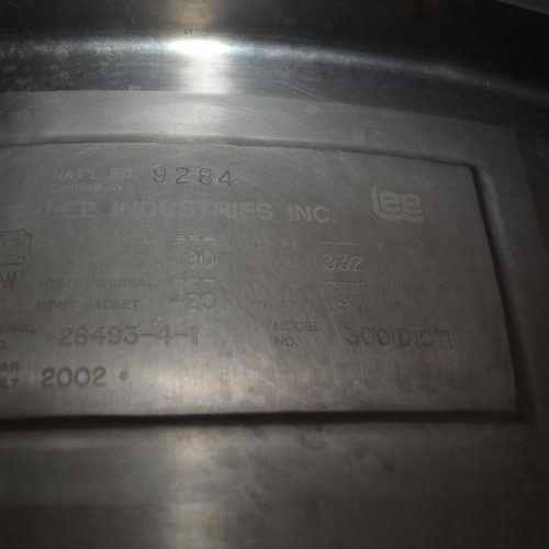 300 Gallon Groen Model 300D10TI S/S Jacketed Incline Sweep Scrape Agitated Kettle