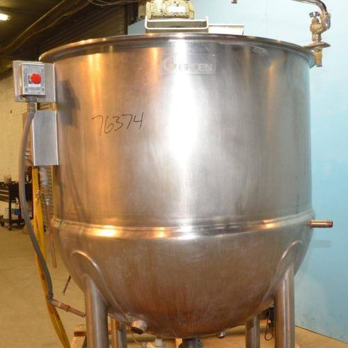 300 Gallon Groen Model 300D10TI S/S Jacketed Incline Sweep Scrape Agitated Kettle