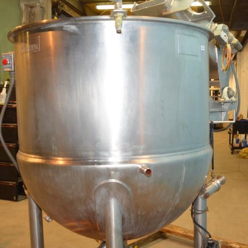 300 Gallon Groen Model 300D10TI S/S Jacketed Incline Sweep Scrape Agitated Kettle