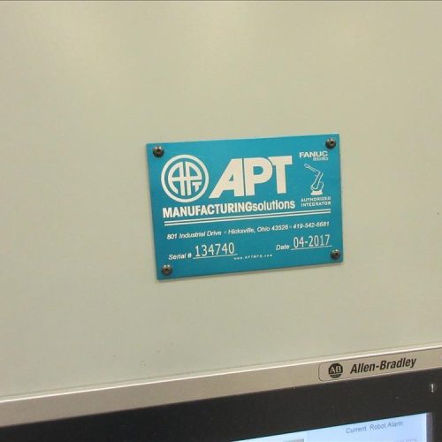 APT Manufacturing Robotic Palletizing Cell with Fanuc Model R1000 Robotic Arm