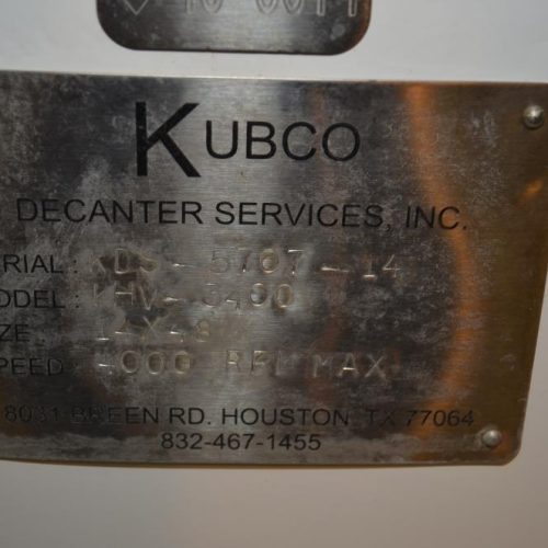 Kubco Model KHV3400 14 in Dia 4,000 RPM S/S Decanter Centrifuge
