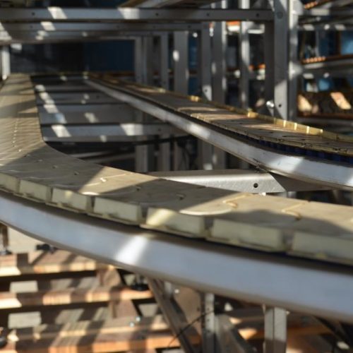 Hartness Model Dynac 6400CS (7) Tier 4in W Single File Spiral Accumulation Conveyor