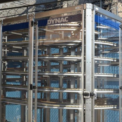 Hartness Model Dynac 6400CS (7) Tier 4in W Single File Spiral Accumulation Conveyor