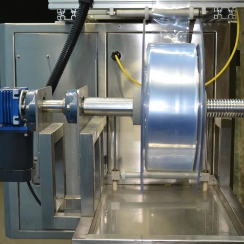 AFM Model LX100 S/S 80 CPM Shrink Sleeve Registered Film Labeler with Heat Tunnel