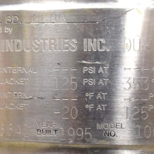 100 Gallon Lee Industries Model 100D S/S Jacketed Kettle