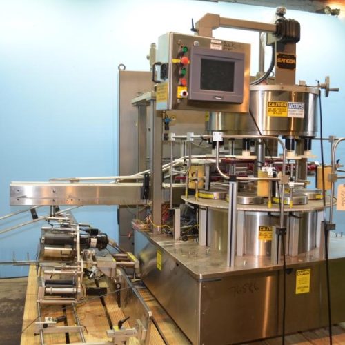 Sancoa Model RL3000L07 220 PPM Front Back, and Side Pressure Sensitive Rotary Labeler