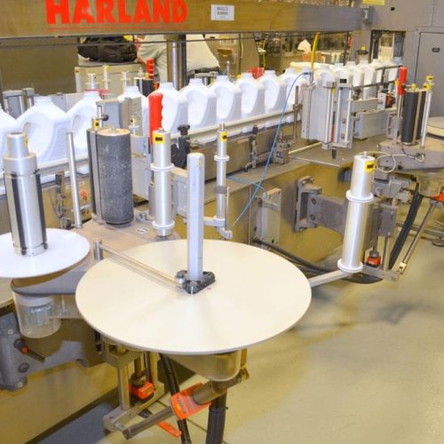 Harland Mercury 250 PPM Front and Back Pressure Sensitive Labeler w/ Redundant Heads