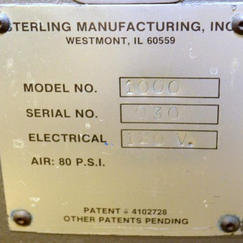 Sterling Manufacturing Model 1000 30 BPM Stretch Sleever Labeler