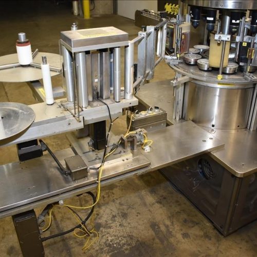 Sancoa / Weiler Model RL200 Dual Head Front and Back Rotary Inline Labeler