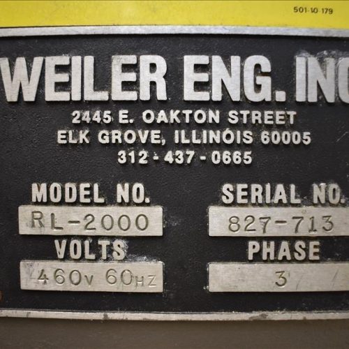 Sancoa / Weiler Model RL200 Dual Head Front and Back Rotary Inline Labeler