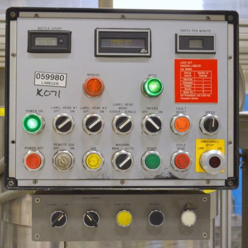 Sancoa / Weiler Model RL200 Dual Head Front and Back Rotary Inline Labeler