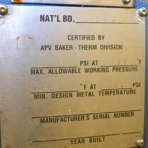 APV Model SR6GL S/S Plate and Frame Heat Exchanger
