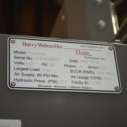 SWF (Thiele) Model TF400VB Automatic Hot Melt 60 PPM Tray Former