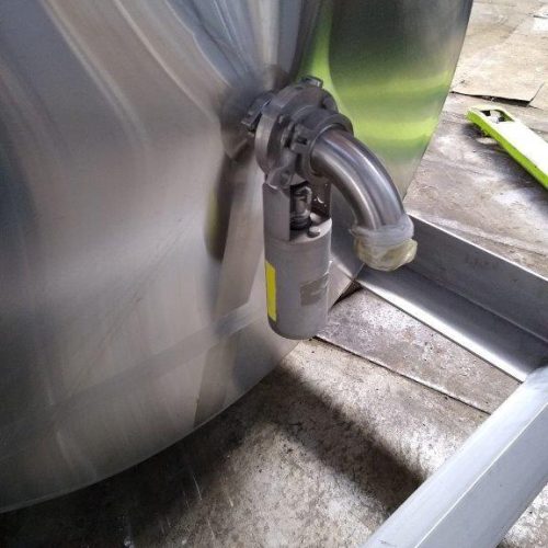 1,200 Gallon CVC 316 S/S Vertical Single Wall Bottom Turbine Agitated Tank