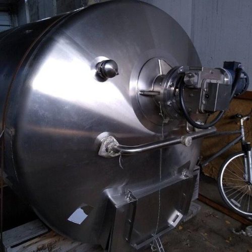 1,500 Gallon CVC 316 S/S Vertical Single Wall Bottom Turbine Agitated Tank