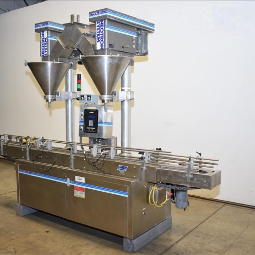 Mateer Burt Model 4020 Dual Head S/S Powder Auger Filler w 4.5in Wide Conveyor