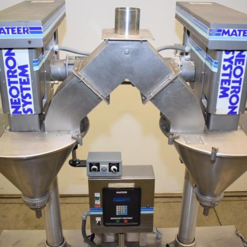 Mateer Burt Model 4020 Dual Head S/S Powder Auger Filler w 4.5in Wide Conveyor