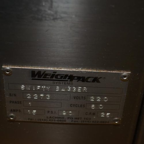 WeighPack Swifty Bagger 3600 S/S 45 BPM Preformed Bagger