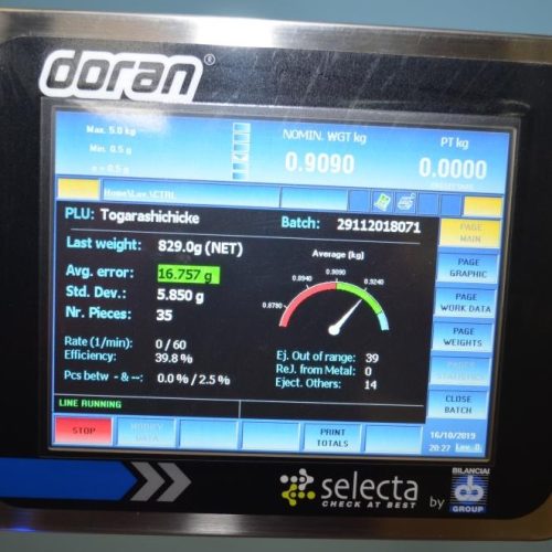 Doran Model Selecta 11.5 in W x 19 in L 5 kg Load Cell 240 PPM S/S Checkweigher