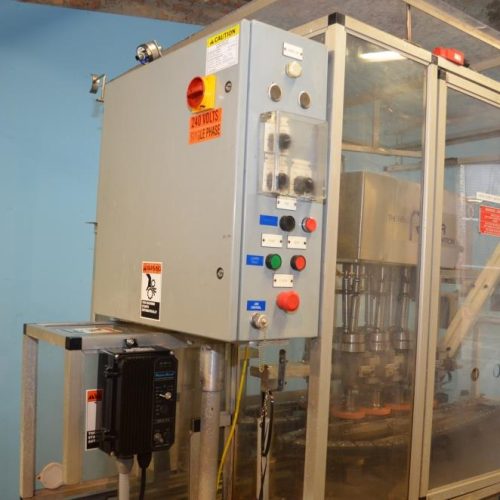 Resina Model NRU40 (8) Quill Inline Spindle Capper with Cap Orientor and Hopper