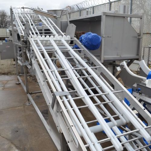 18 in W x 17 ft L S/S Sanitary Belt Incline Conveyor