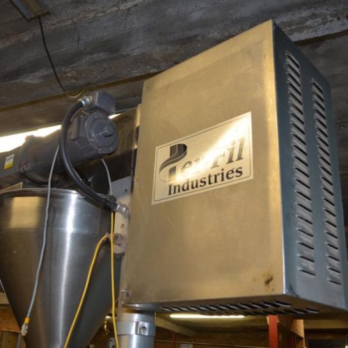 Per Fil Model PF23 Single Head Conveyorized Auger Filler with Agitated Hopper