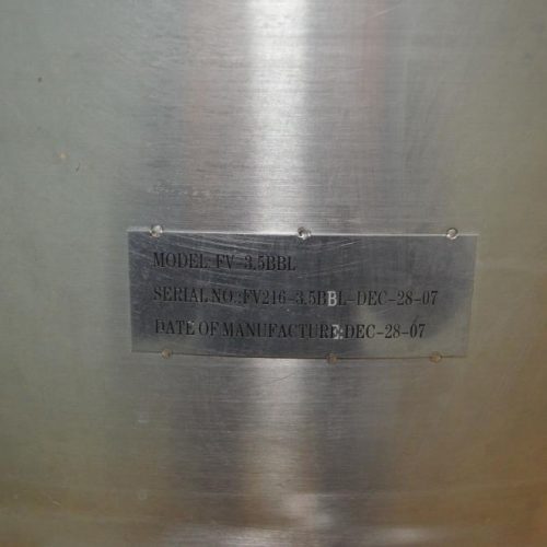 3.5 BBL Capacity Allied Beverage Vertical S/S Jacketed Fermenter Tank