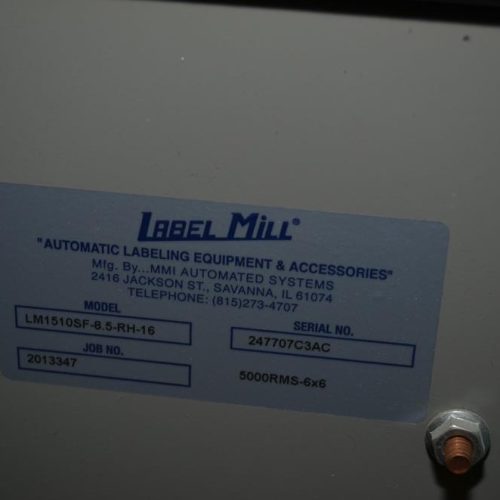 Label Mill Model LM1510SF8.5RH16 Wrap Around Pressure Sensitive Labeler