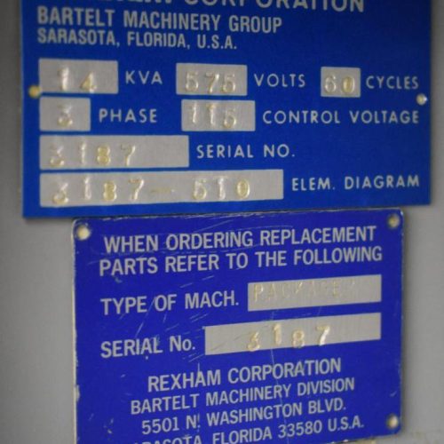 Bartelt Model IM914A (2) Head 70 CPM HFFS Machine