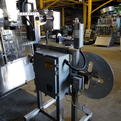 PDC Model R300 Shrink Sleeve Labeler with Heat Shrink Tunnel and Label Unwinder