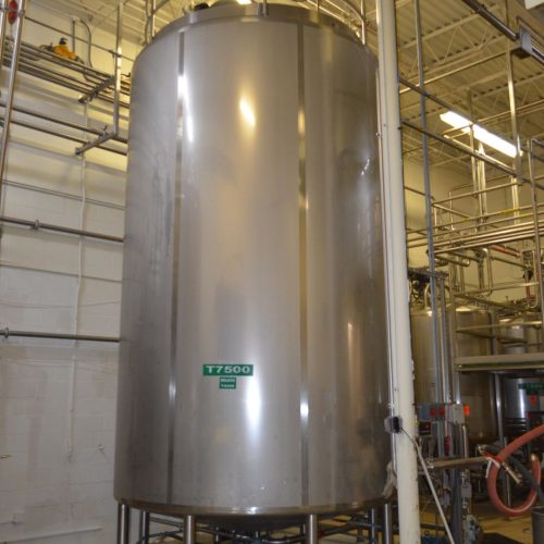 7,500 Gallon Feldmeier S/S Vertical Jacketed Prop Agitated Tank